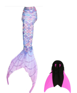 Costum Sirena Printesa Ariel THK®, coada sirena Inotatoarea pentru fixarea cozii, Albastru/Roz deschis, 120 cm