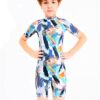 Costum de baie pentru Copii cu maneci scurte, THK150316, protectie UV, Multicolor Picasso