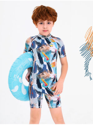 Costum de baie pentru Copii cu maneci scurte, THK150316, protectie UV, Multicolor Picasso