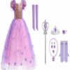 Set Costum Printesa Rapunzel cu Manusi