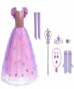 Set Costum Printesa Rapunzel cu Manusi