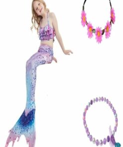 Costum de Sirena Ariel cu Coronita si Colier