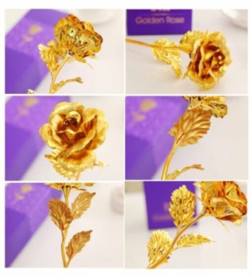 Trandafir THK suflat cu aur 24K, cutie eleganta, cadou, Auriu