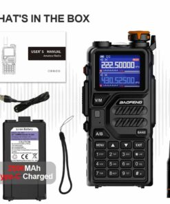 Statie radio Baofeng UV-K5 plus, 10W export, Rezistenta la apa si praf, Multi band 76-520 MHz/ VHF/UHF/ Marina/ Aviatie, negru