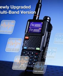 Statie radio Baofeng UV-K5 plus, 10W export, Rezistenta la apa si praf, Multi band 76-520 MHz/ VHF/UHF/ Marina/ Aviatie, negru