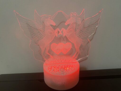 Lampa Veghe THK pentru copii, Unicornii Indragostiti, 3D, Telecomanda,16 Culori